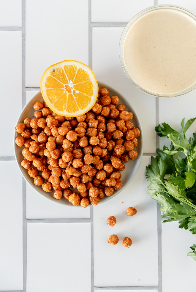 roasted cauliflower and chickpea fresh salad