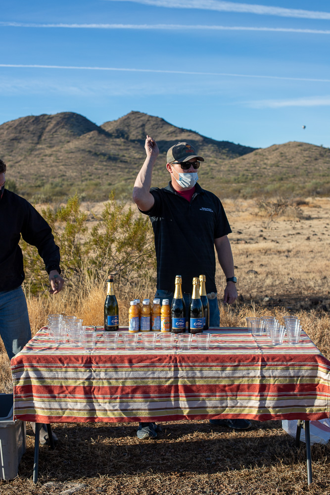 Mimosas served after the hot air balloon ride