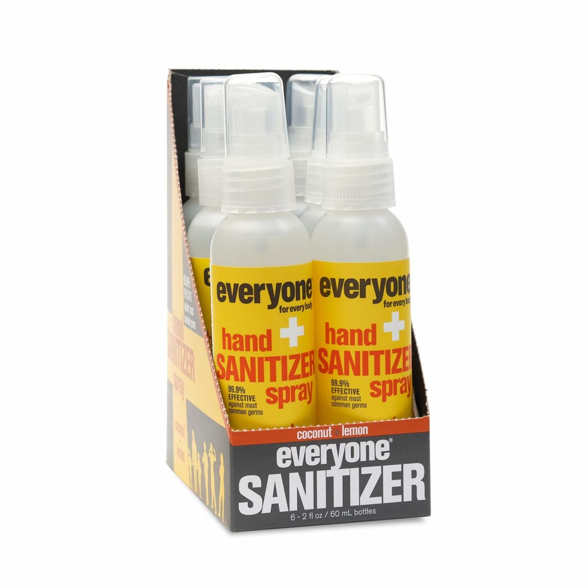 Everyone Hand Sanitizer Spray 2 Ounce 6 Count, Coconut and Lemon, Travel Size, 12 Fl Oz