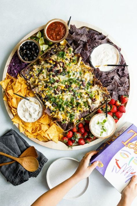 unique charcuterie board idea, nacho night