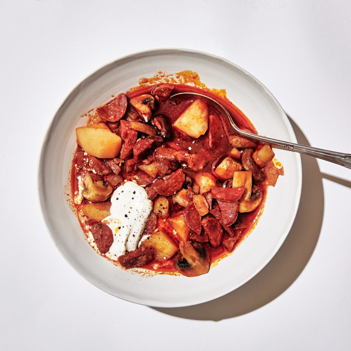 chorizo potato stew, easy winter dinner