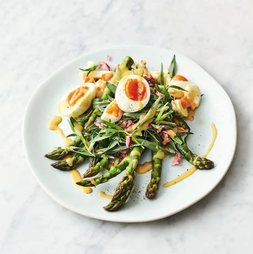 Jamie Oliver's Asparagus, eggs, and French dressing salad