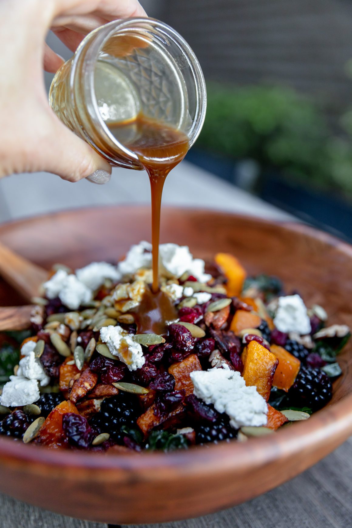 maple dijon dressing on the kale salad